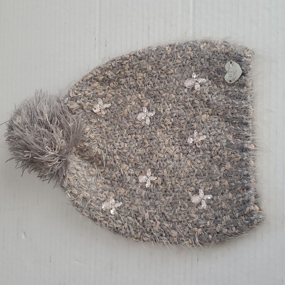 Betsy Johnson Rhinestones Pompom Knit Beanie Hat - Picture 1 of 5
